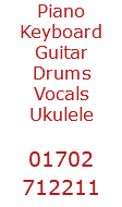 Piano Keyboard Guitar Drums Vocals Ukulele 01702 712211 